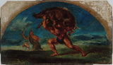 皮埃爾·安德里厄 1852 年巴黎市政廳赫拉克勒斯和野豬厄里曼托斯沙龍素描，德拉克洛瓦藝術印刷美術之後複製牆藝術
