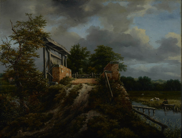 jacob-van-ruisdael-1649-bridge-with-a-sluice-art-print-fine-art-reproduction-wall-art-id-aes9lq463
