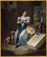 एलएस-जीन-1830-महिला-साथ-कुत्ते-कला-प्रिंट-ललित-कला-प्रजनन-दीवार-कला