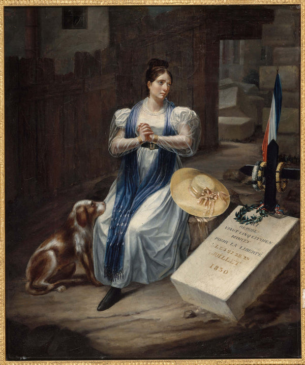 l-s-jean-1830-woman-with-dog-art-print-fine-art-reproduction-wall-art
