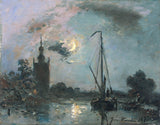 约翰·巴托尔德·琼金德（1871）-Overschie在月光下的艺术印刷精美的艺术复制品-墙-艺术-id-aevy41q8x