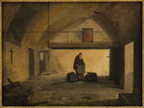 francois-marius-granet-1828-mnich-w-sklepionym-pokoju-sztuka-druk-dzieła-reprodukcja-sztuka-ścienna