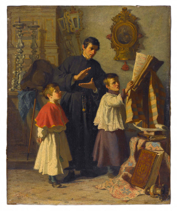 auguste-dutuit-1860-the-singing-lesson-choirboys-in-a-sacristy-in-rome-art-print-fine-art-reproduction-wall-art