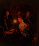 godefridus-schalcken-1700-女士在镜子由烛光艺术印刷美术复制墙艺术id-af0c37ovp