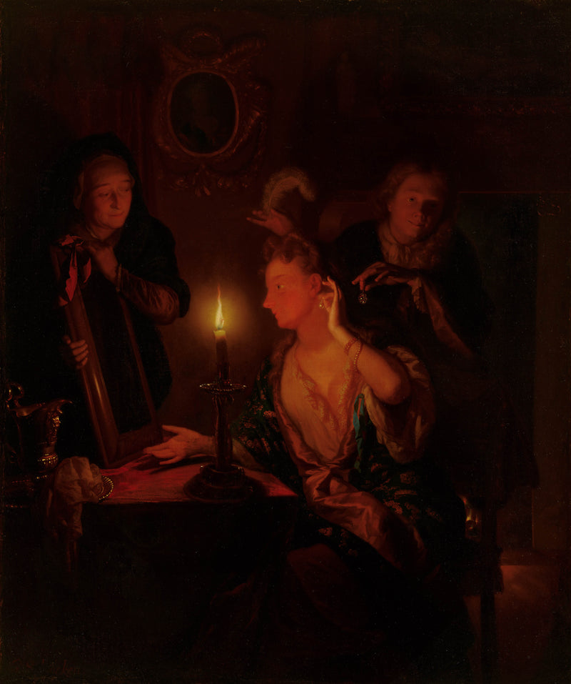 godefridus-schalcken-1700-lady-at-a-mirror-by-candlelight-art-print-fine-art-reproduction-wall-art-id-af0c37ovp