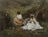 Jules-Breton-1857-가족 재회-Bourron-Marlotte-Theodore-de-Banville-in-the-forest-of-Fontainebleau-art-print-fine-art-reproduction-wall-art
