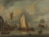 jan-claesz-rietschoof-1675-a-navires-calmes-dans-le-port-par-temps-calme-impression-d'art-reproduction-d'art-mur-art-id-af5tx3v6l