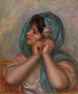 皮埃尔·奥古斯特·雷诺阿1905年，年轻的女人，她的耳环，艺术印刷，精美的艺术，复制品，墙上，壁画，艺术，af75l6hix