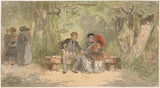 dieerik-franciscus-jamin-1863-moški-ženska in otrok-na-park-klopi-umetnost-tisk-likovna-reprodukcija-stena-umetnost-id-af85u6tfb