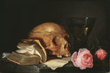 Jan-davidsz-de-heem-1630-a-vanitas-still-life-with-a-skull-a-book-and-roses-art-print-fine-art-reproducción-wall-art-id-af86nxprn