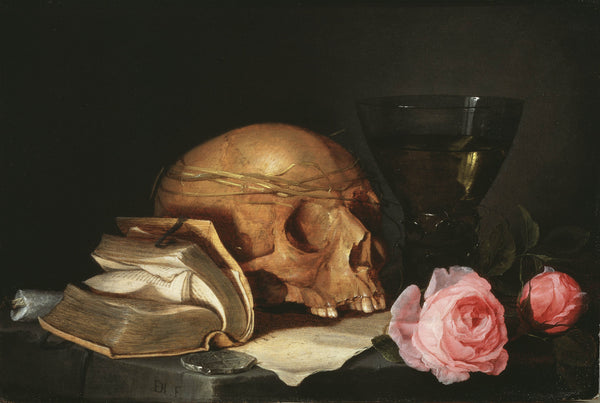 jan-davidsz-de-heem-1630-a-vanitas-still-life-with-a-skull-a-book-and-roses-art-print-fine-art-reproduction-wall-art-id-af86nxprn