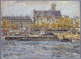 frederic-houbron-1899-the-quay-of-the-hotel-de-ville-and-the-church-of-saint-gervais-st-protais-art-print-fine-art-reproduction-wall-art