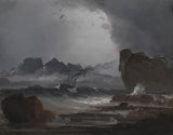 peder-balke-1850-grov-sjö-med-en-ångare-nära-norge-kusten-konsttryck-fin-konst-reproduktion-väggkonst-id-afc4s6e52