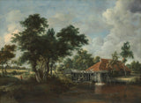 梅德尔特霍贝玛-1675-水磨坊与大红屋顶艺术印刷美术复制品墙艺术 id-afddztils