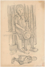 jozef-israels-1834-menina sentada e em pé-impressão de arte-reprodução de belas artes-arte de parede-id-aff577wg9