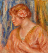 pierre-auguste-renoir-1917-ung-kvinde-med-lyserød-pige-ved-rosen-kunsttryk-fine-art-reproduktion-vægkunst-id-afgkrqjv6