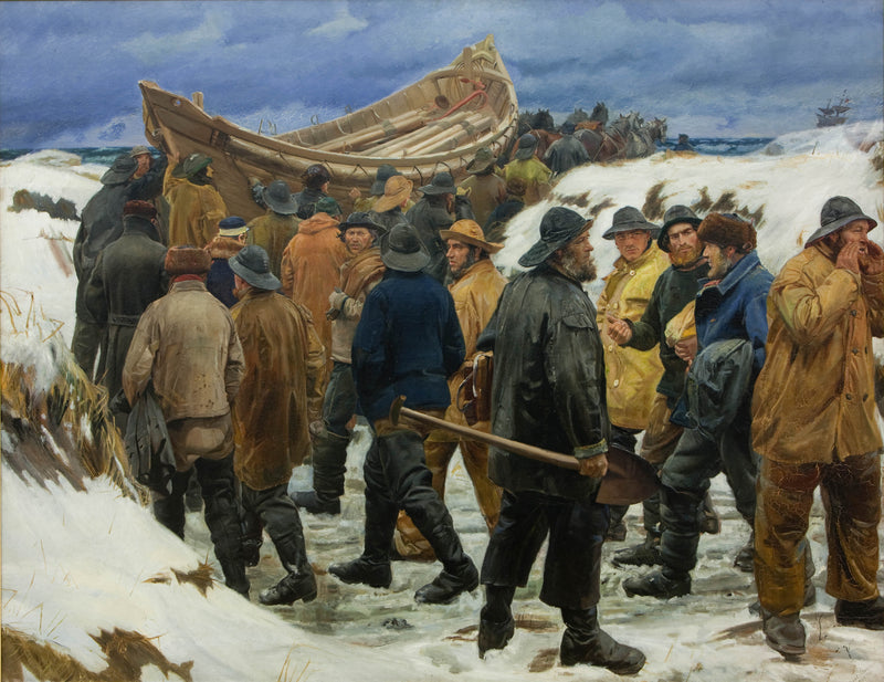 michael-ancher-1883-the-lifeboat-is-taken-through-the-dunes-art-print-fine-art-reproduction-wall-art-id-afi9elo3v