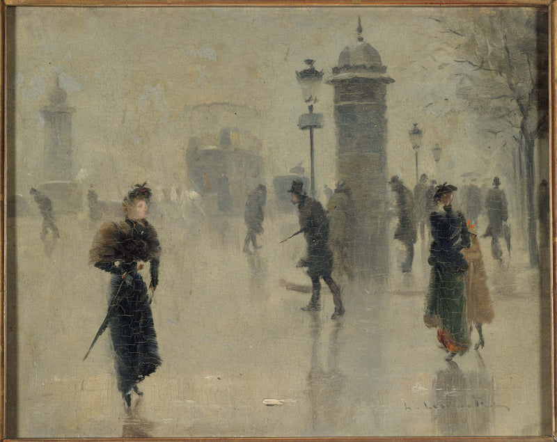 leon-jules-lemaitre-1895-passersby-on-the-boulevard-a-winter-day-about-1895-art-print-fine-art-reproduction-wall-art