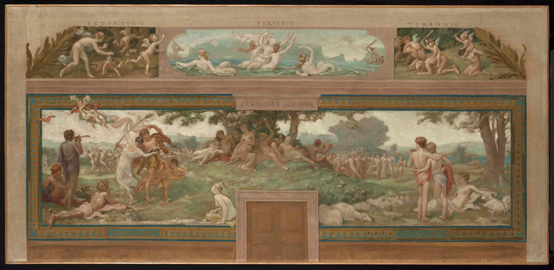 paul-milliet-1883-sketch-for-the-municipality-of-saint-maur-des-fosses-opposing-virtues-vice-youth-golden-age-art-print-fine-art-reproduction-wall-art