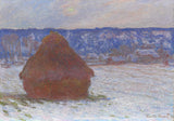 克勞德·莫內-1891-堆小麥-雪效果-陰天-藝術印刷品-美術複製品-牆藝術-id-afko0cy6a