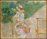 berthe-morisot-1883-dona-jove-teixint-impressió-art-art-reproducció-bell-art-wall-art-id-aflp6fr57