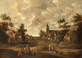 cornelis-droochsloot-1664-ciems-iela-māksla-druka-tēlotājmāksla-reproducēšana-siena-māksla-id-afmllgv03