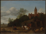 anthonie-van-borssom-1650-barnyard-toneel-kuns-druk-fyn-kuns-reproduksie-muurkuns-id-afnqz37sh