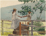 winslow-homer-1878-on-the-stile-stampa-artistica-riproduzione-fine-art-wall-art-id-afp58fl9j