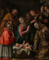 antonio-d-enrico-1628-aanbidding-van-de-herders-met-heiligen-Franciscus-en-Carlo-art-print-fine-art-reproductie-wall-art-id-afq7xo45e