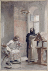 theobald-chartran-1888-skiss-för-trappan-till-sorbonne-louis-ix-i-klostret-of-royaumont-konsttryck-finkonst-reproduktion-väggkonst