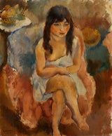 jules-pascin-1914-siddende-figur-pige-siddende-kunsttryk-fin-kunst-reproduktion-vægkunst-id-afucbiub6