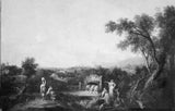 弗朗西斯科·祖卡雷利-風景與農民在噴泉藝術印刷品美術複製品牆藝術 id-afueu4wd2