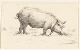 Јеан-Бернард-1805-Стојећи-водењак-Свиња-десно-у-трави-уметност-штампа-ликовна-репродукција-зид-уметност-ид-афупп5кву