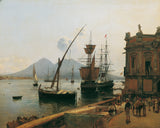 Rudolf-von-alt-1836-port-neapolitański-z-wezuwiuszem-drukiem-reprodukcja-dzieł-sztuki-ściennej-id-afypespst