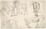theodore-gericault-1801-studieark-med-studier-af-hestekunst-print-fine-art-reproduction-wall-art-id-afzfk0ifi