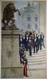 alfred-stevens-1889-presidente-sadi-carnot-cercado-personalidades-da-terceira-república-na-frente-da-ópera-arte-impressão-belas-artes-reprodução-arte da parede