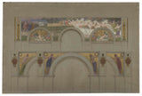 jules-jean-ferry 1892年为在巴黎德维尔的酒店的沙龙中输入素描画，古代场景的胜利许诺了勇士们的艺术印刷精美的艺术作品复制墙艺术