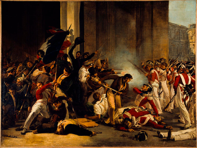jean-louis-bezard-1832-taking-the-louvre-july-29-1830-massacre-of-the-swiss-guards-art-print-fine-art-reproduction-wall-art