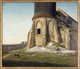 etienne-bouhot-1825-kirken-i-montmartre-med-tårnet-af-telegraf-chappe-kunst-print-fin-kunst-gengivelse-væg-kunst
