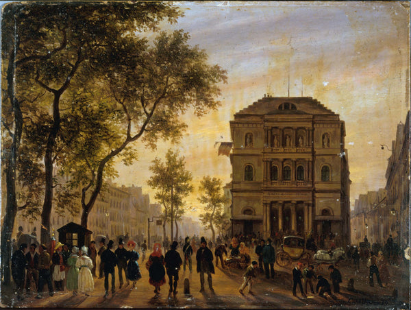 giuseppe-canella-1830-the-theatre-de-lambigu-comique-and-the-boulevard-saint-martin-art-print-fine-art-reproduction-wall-art