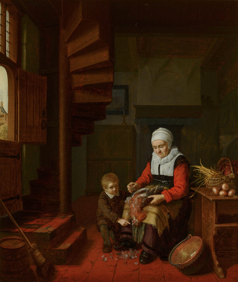 abraham-de-pape-1650-old-woman-plucking-a-cock-art-print-fine-art-reproduction-wall-art-id-ag9z67x0q