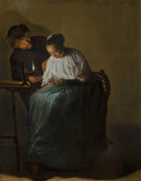 朱迪思·萊斯特-1631-男子向年輕女子提供金錢藝術印刷品美術複製品牆藝術 id-agbqeukpp