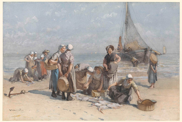 bernardus-johannes-blommers-1880-fishwives-on-the-beach-at-scheveningen-art-print-fine-art-reproduction-wall-art-id-agcyivz9x