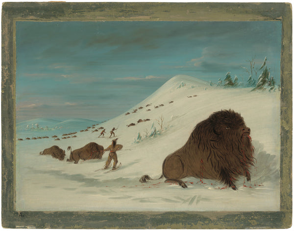 george-catlin-1869-buffalo-lancing-in-the-snow-drifts-sioux-art-print-fine-art-reproduction-wall-art-id-agdomrrww
