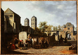 gerrit-adriaensz-berckheyde-1670-offentliga-fontän-och-kyrka-st-gereon-i-köln-konst-tryck-fin-konst-reproduktion-vägg-konst