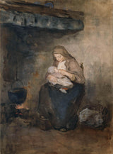 albert-neuhuys-1854-mother-nurses-her-child-in-the-fire-art-print-fine-art-reproduction-wall-art-id-agggh361f