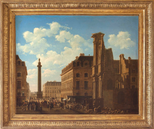etienne-bouhot-1808-place-vendome-and-rue-de-castiglione-with-the-ruins-of-the-church-of-the-feuillants-art-print-fine-art-reproduction-wall-art