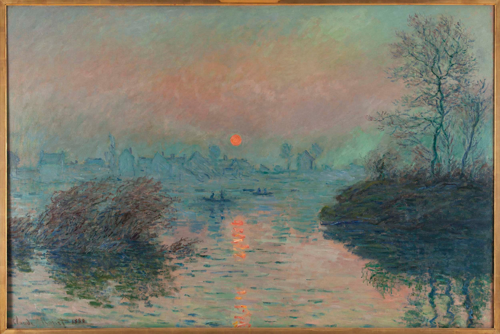 Claude Monet, 1880 - Sunset on the Seine at Lavacourt, Winter