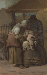 讓-弗朗索瓦-米勒-1857-剪羊者-藝術印刷品美術複製品牆藝術 ID-agjwj7p21