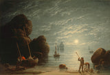 Робърт-сьомга-1836-лунна светлина крайбрежни-сцена-арт-печат-фино арт-репродукция стена-арт-ID-aglwddobb